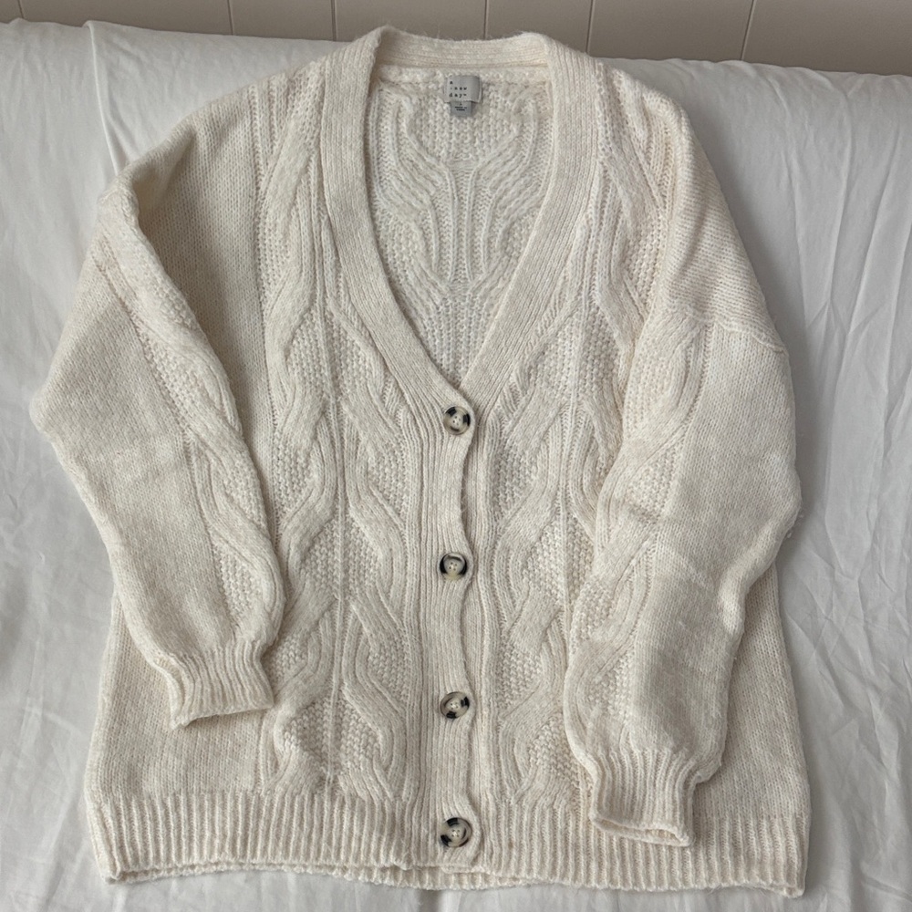 Cozy White Cable Knit Sweater